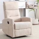 Manual Recliner Chair with Rocker and Swivel in Fabric for Living Room, Beige