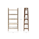 Mid - Century Design 5 Shelf Bookcase - Off White / Pecan