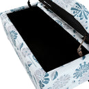Luxury Storage Ottoman With Floral Patterned Fabric, Soft-Close Hinges, Multi Functional
