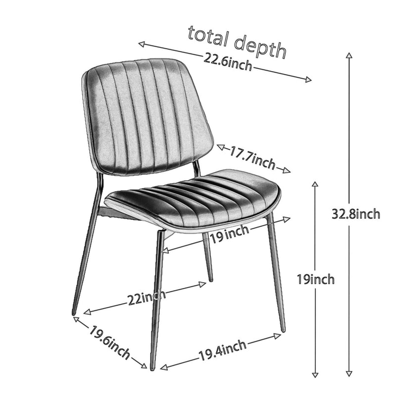 Dining Chairs (Set of 2) Mid-Century Modern Retro Faux Leather Chair With Walnut Bentwood Back Upholstered Seat Metal Legs Adjustable Foot For Kitchen Dining Room Chairs