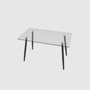 Modern Minimalist Rectangular Glass Dining Table With Tempered Glass Top Metal Legs, For 4 - 6 - Transparent