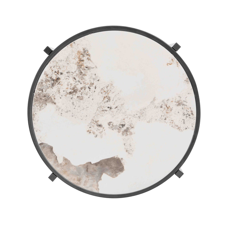 Round Table With Sintered Stone Top And Sturdy Metal Frame