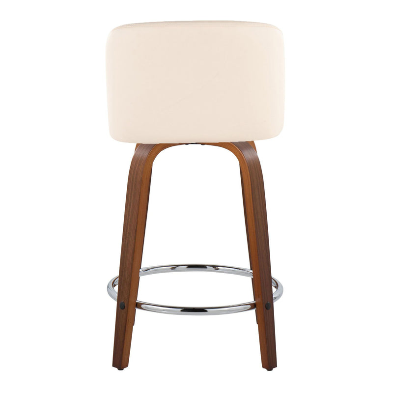 Toriano - Mid Century Modern Fixed Height Counter Stool With Swivel With Round Footrest (Set of 2)