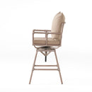 Industrial Outdoor Patio Plumber's Iron Frame Swivel Barstool With Cushions, Height Adjustable