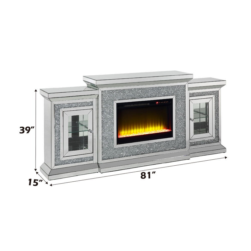 Noralie - Fireplace - Mirrored & Faux Diamonds - 39" - Atlantic Fine Furniture Inc