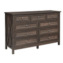 Rustic Storage Dresser With 9 Drawers And Silver Handle