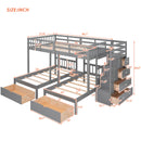 Multifunctional Triple Bunk Bed With Drawers And Guardrails