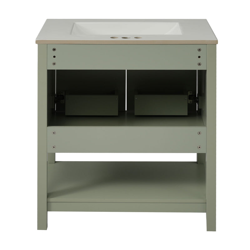 Elegant Bathroom Vanity With Ceramic Sink And Versatile Storage