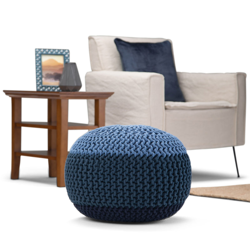 Nikki - Handcrafted Hand Knit Round Pouf