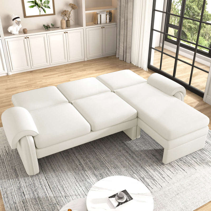 Convertible Futon Sofa Bed With Adjustable Backrest, Reversible Chaise Lounge And 2 Removable Armrest Pillows