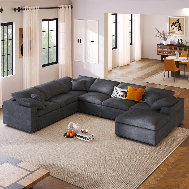 U_Style Oversized Modular Sectional Sofa with Ottoman L Shaped Corner Sectional for Living Room, Office, Spacious Space