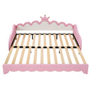 Extending Daybed With LED Lights, Modern Upholstered Princess Daybed With Crown Headboard