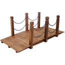 Wooden Arc Footbridge With Chain Railings For Backyard Creek Stained 5 Ft - Brown