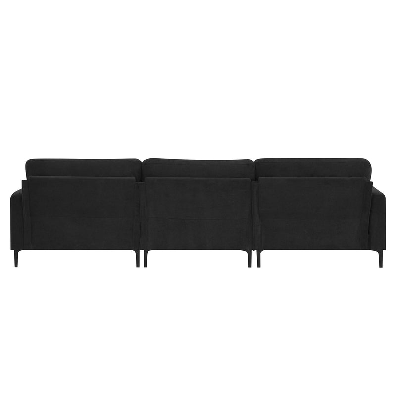 Modern L-Shaped Sectional Sofa, 4-Seat Velvet Fabric Couch Set With Convertible Ottoman, Freely Combinable Sofa For Living Room, Apartment, Office, Apartment