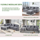 Modular Corduroy Sectional Sofa, Convertible L Shaped Couch Sofa with Storage,  5 Seat Sofa Couch for Living Room, Dark Gray