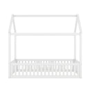 Wood House Bed With Fence And Door