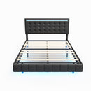Queen Size Floating Bed Frame with LED Lights and USB Charging,Modern Upholstered Platform LED Bed Frame,Black