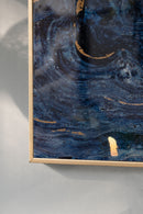 Framed Art Panels, Unique Marbled Design (Set of 2) - Blue