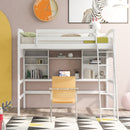 Twin size Loft Bed with Storage Shelves, Desk and Ladder, White(OLD SKU :LP000140KAA)
