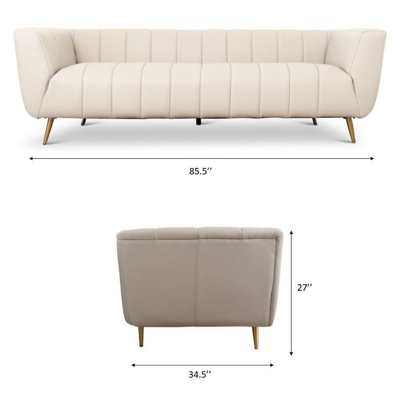 Lamattina - Genuine Italian Leather Channel Tufted Sofa