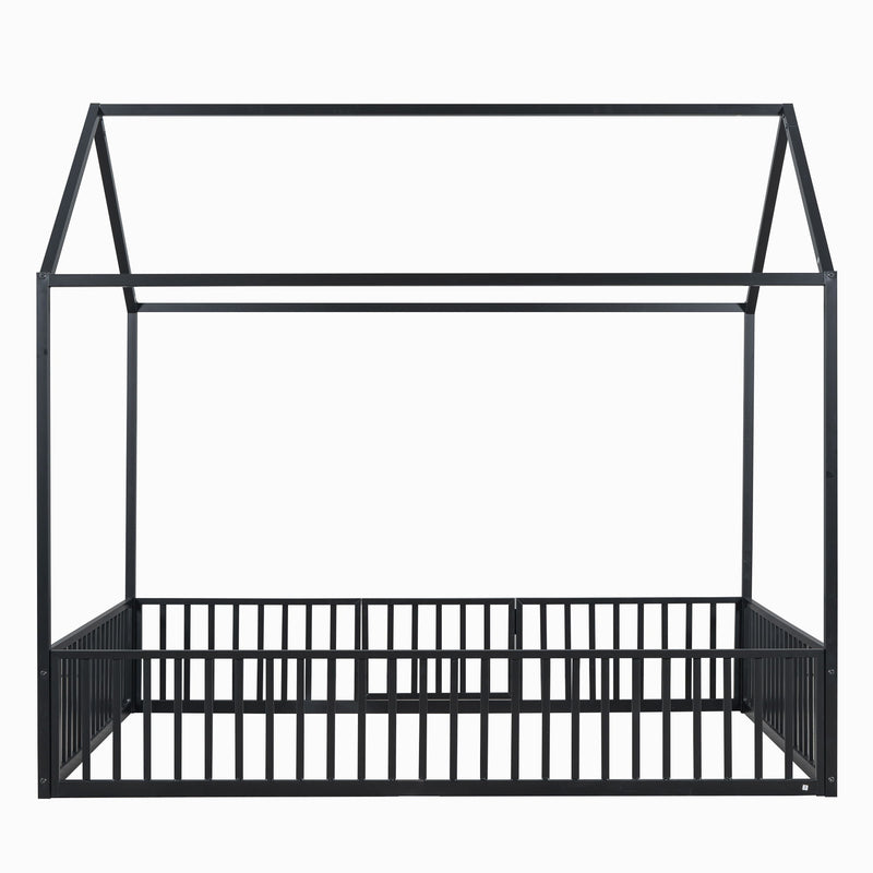 Metal House Bed With Fence And Door