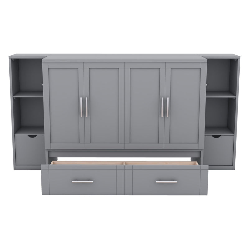 Murphy Bed With Shelves, Drawers And USB Ports