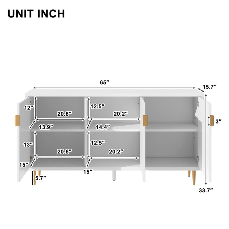 Modern TV Stand With 3 Doors And Adjustable Shelves