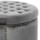 Elegant Round Ottoman Footstool With Studded Rim