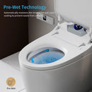 Smart Toilet Bidet Combo With Foot Sensor, LED Display, Heated Seat And Airflow, Ceramic - White