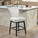 Quicksilvered - Upholstered Swivel Counter Stool With Wood Legs - Beige