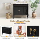 Bathroom Vanity With Ceramic Sink, 2 Doors 3 Drawers, Soft Close Design