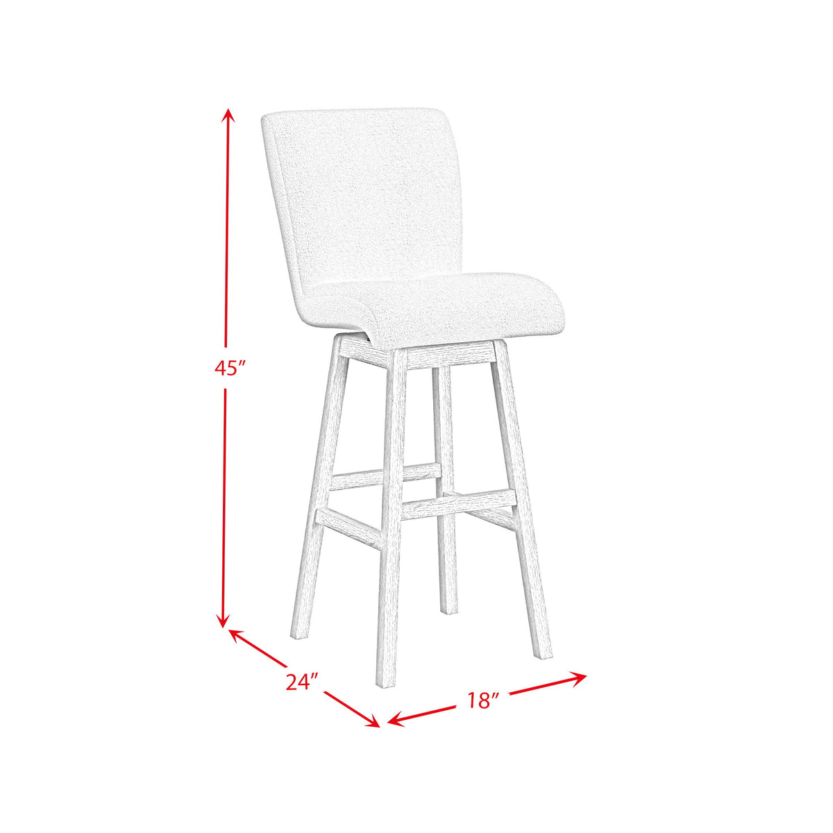 Cambrie Upholstered Swivel Bar Stool With Boucle (Set of 2) in Beige / Natural by Elements International, view 7