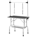 Professional Dog Pet Grooming Table Large Adjustable Heavy Duty Portable With Arm & Noose & Mesh Tray - Black