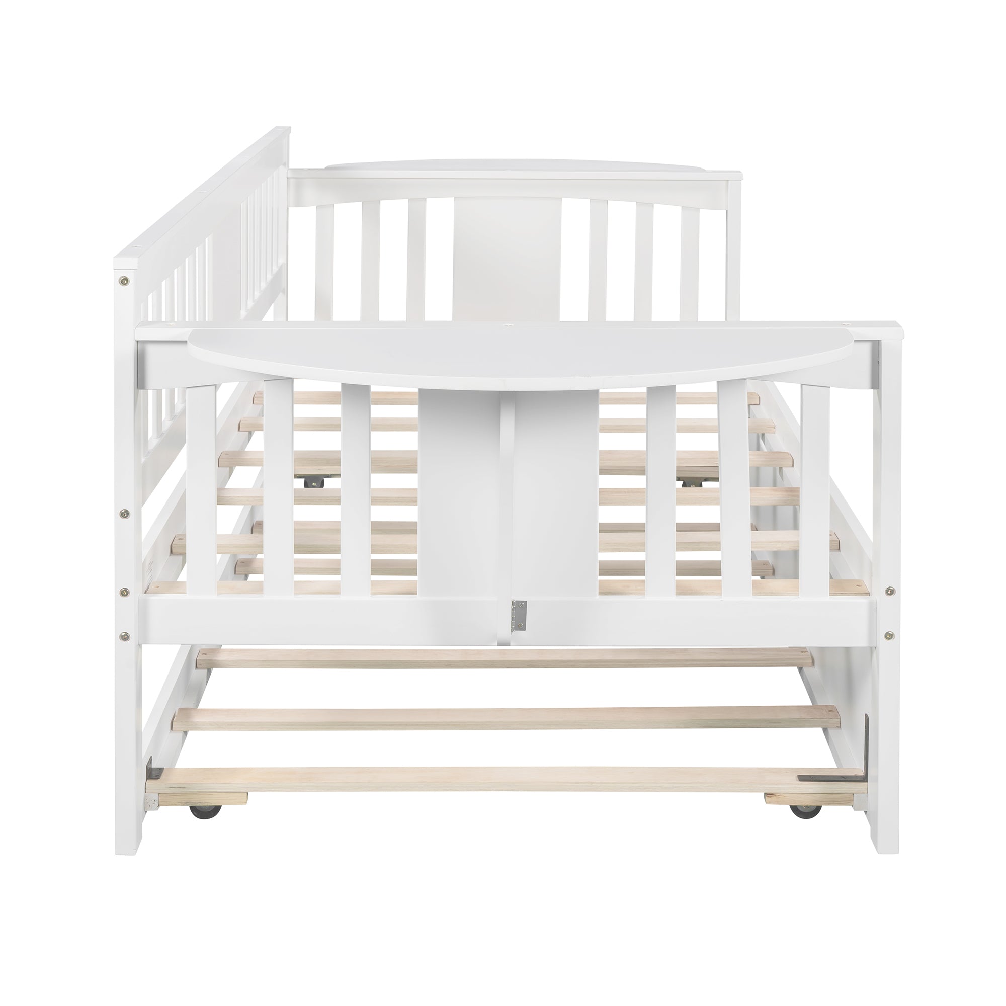 Twin Wooden Daybed with Trundle Bed  , Sofa Bed for Bedroom Living Room, White - Atlantic Fine Furniture Melbourne FL