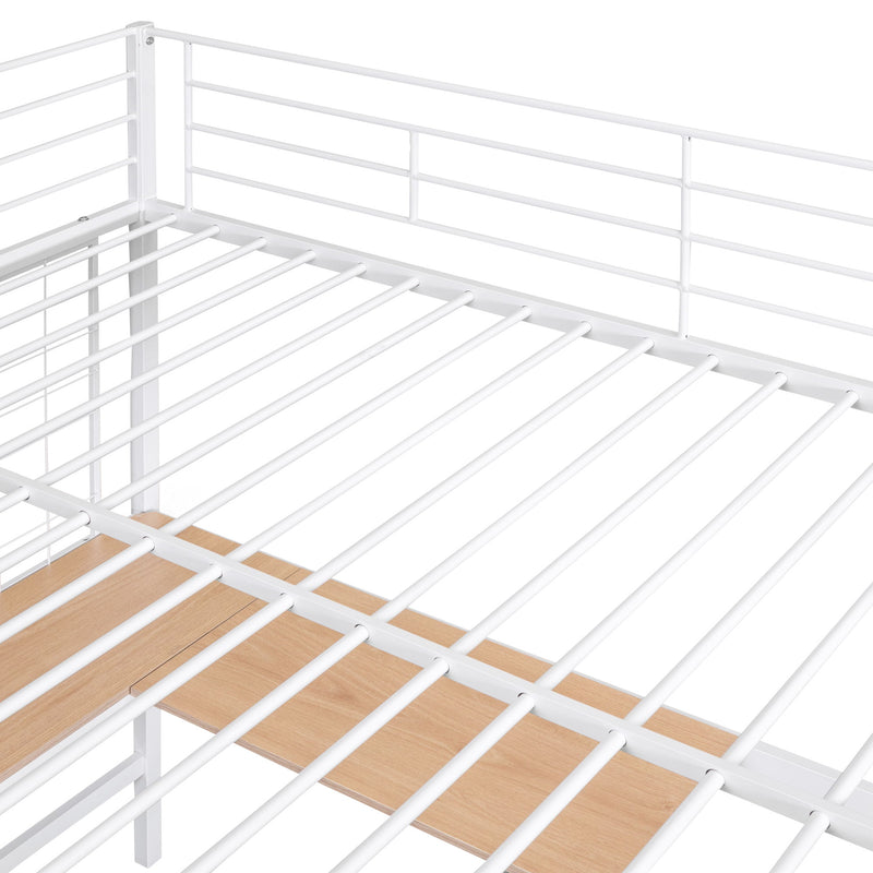 Full Loft Bed With Desk And Grid - White