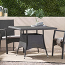 Outdoor Rattan Square Dining Table With 4 Legs - Gray