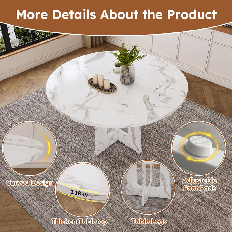 Round Dining Table For 4 - White