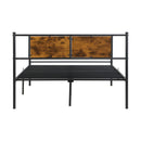 ModerMetal Bedframe With Wood Panel Headboard