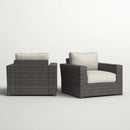Outdoor Armchairs With Cushions (Set of 2) - Espresso / Gray
