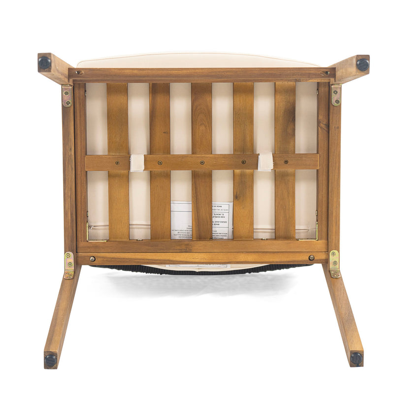 Outdoor Acacia Wood Dining Armchair With Cushion (Set of 2)
