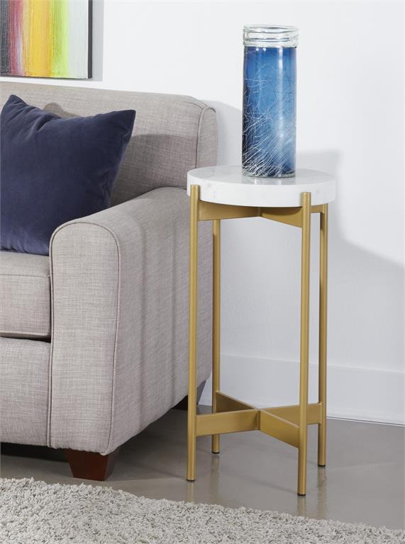Isha Contemporary Accent Table with Marble Top