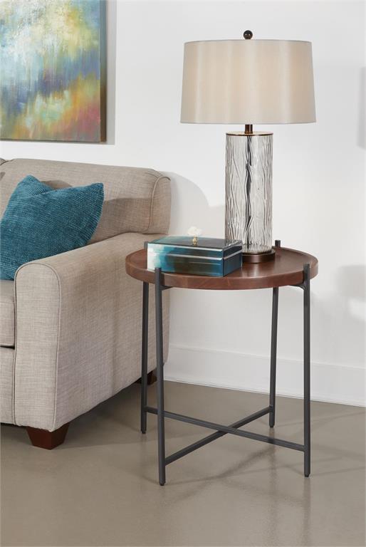 Brant Contemporary Round Tray Top Accent Table