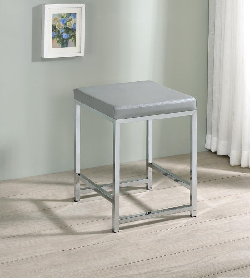 Umbridge - Upholstered Square Padded Cushion Vanity Stool - Light Gray - Atlantic Fine Furniture Inc