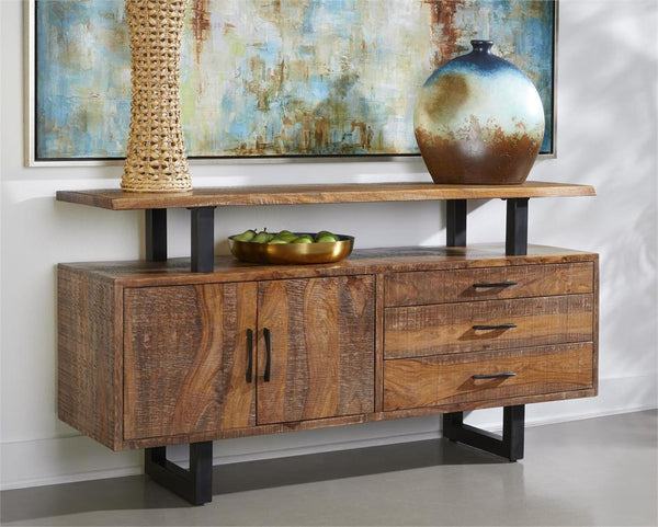 Brett 2 Door 3 Drawer Credenza or Sideboard with Shelf