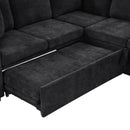 Modern L Shaped Sectional Sofa Bed With Hidden Storage Chenille Upholstery