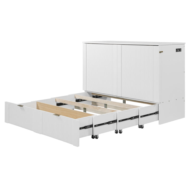 Murphy Bed With Drawer And A Set Of Sockets & USB Ports, Pulley Structure Design