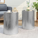 Modern Round Accent Table With Hammered Surface