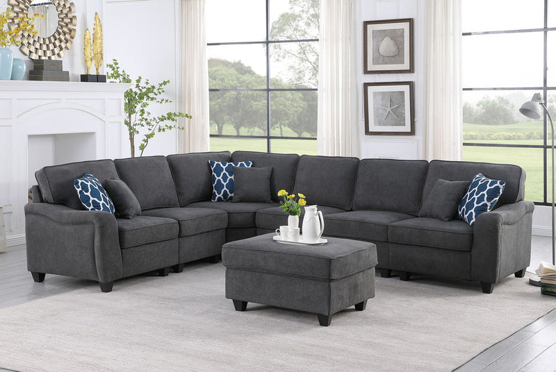 Leo - Woven Modular L-Shape Sectional Sofa And Ottoman