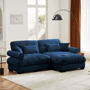 Modern Sectional Sofa With Ottoman, Round Bolster Armrests, Waist And Throw Pillows