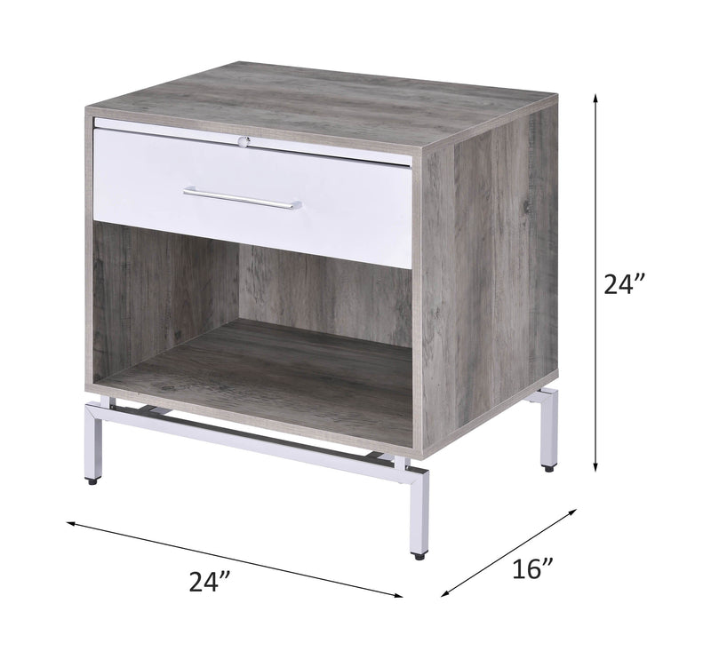 Cistus - Accent Table - Weathered Gray Oak & White